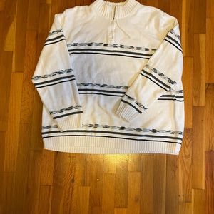 3X White and Blue Stripe Sweater